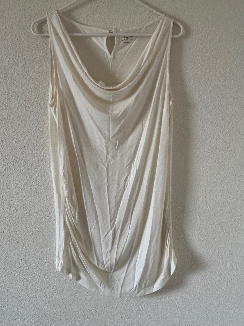Loft Sleeveless Cowell Neck Blouse Light weight Women’s large Ivory